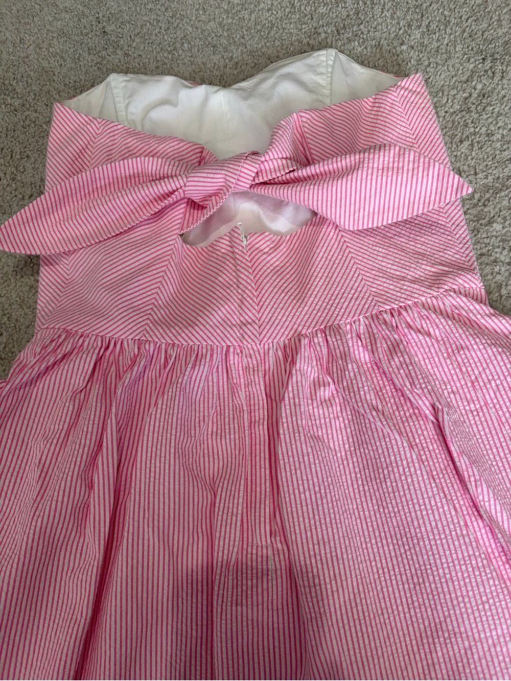 NWOT Lilly Pulitzer Seersucker Richelle Strapless Dress Pink White Stripe Size 0 - Picture 7 of 15